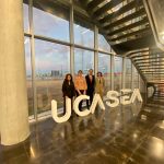 Las evaluadoras externas de la tesis, Dra. Paula Vilarinho y Dra. María Asunción Valiente, acompañadas por David Sales y Luis Segovia durante su visita al centro de innovación UCA-SEA.